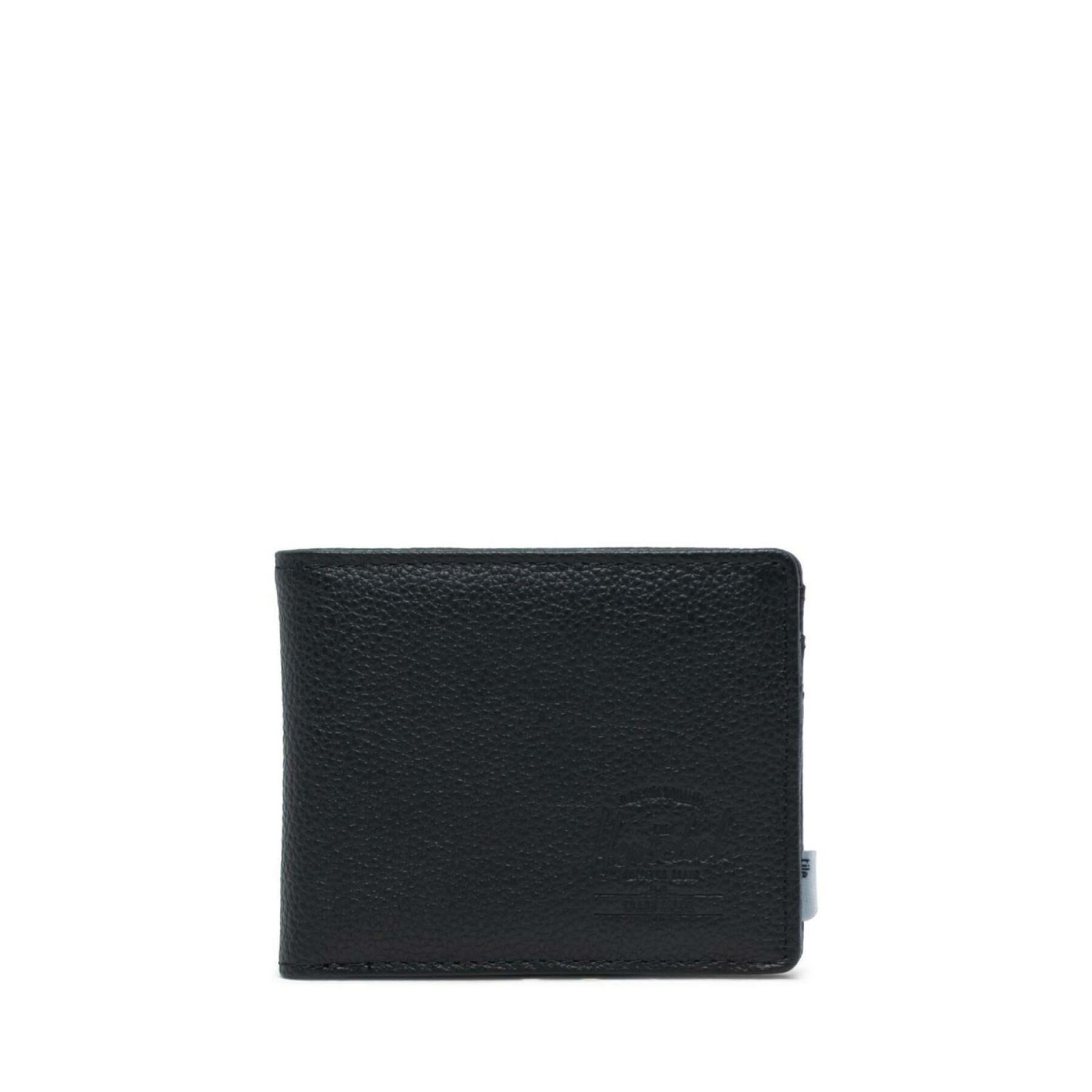 Cartera Herschel black pebbled leather