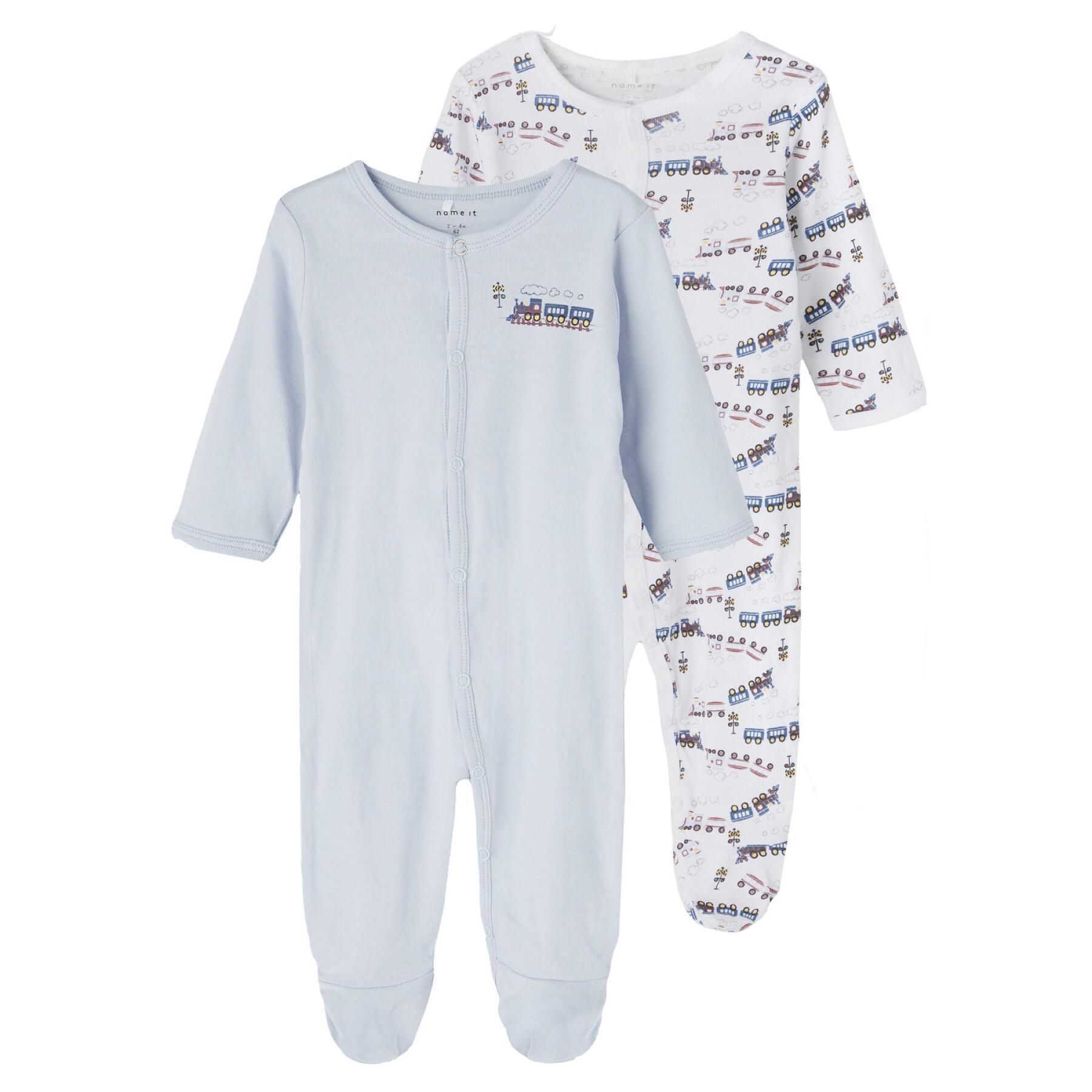 Juego de 2 pijamas para bebé niño Name it Nightsuit Heather Train