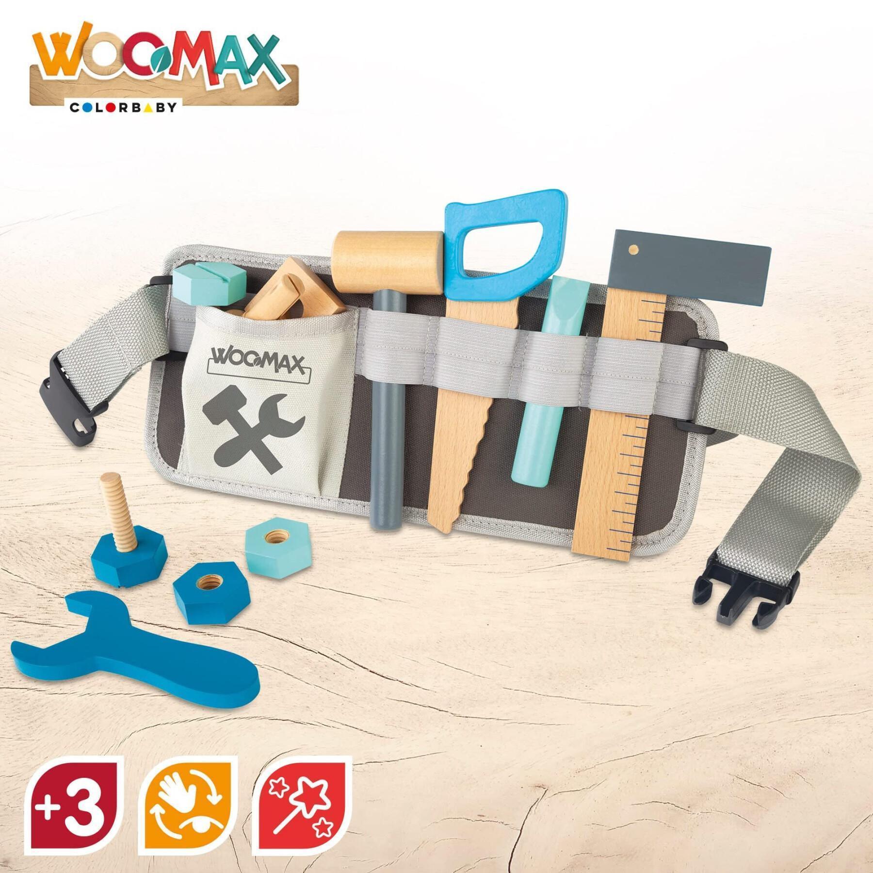 Juego de 12 piezas de madera cinturón de herramientas juegos de construcción Woomax Eco