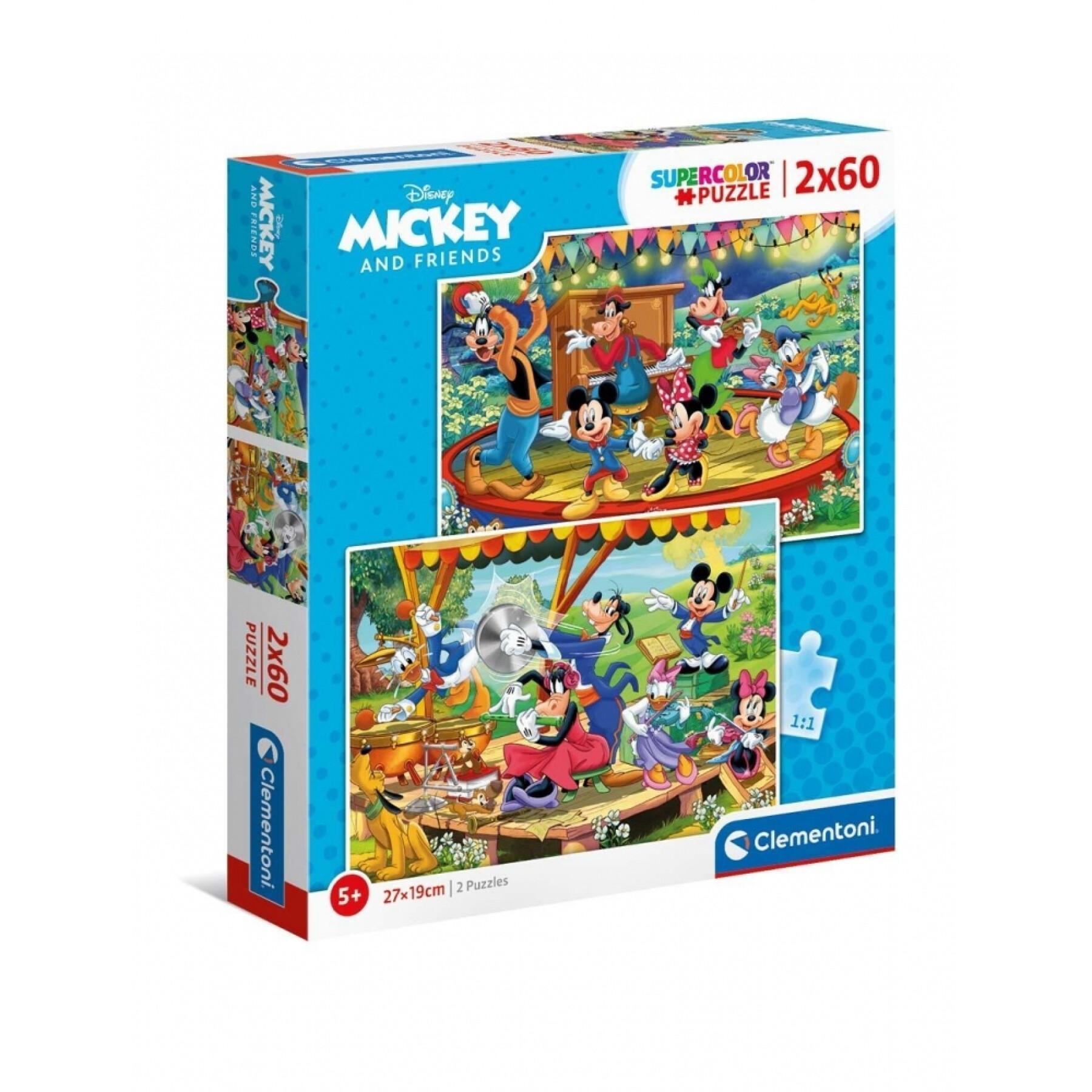 Puzzle de 2 piezas x 60 piezas Clementoni Mickey Mouse