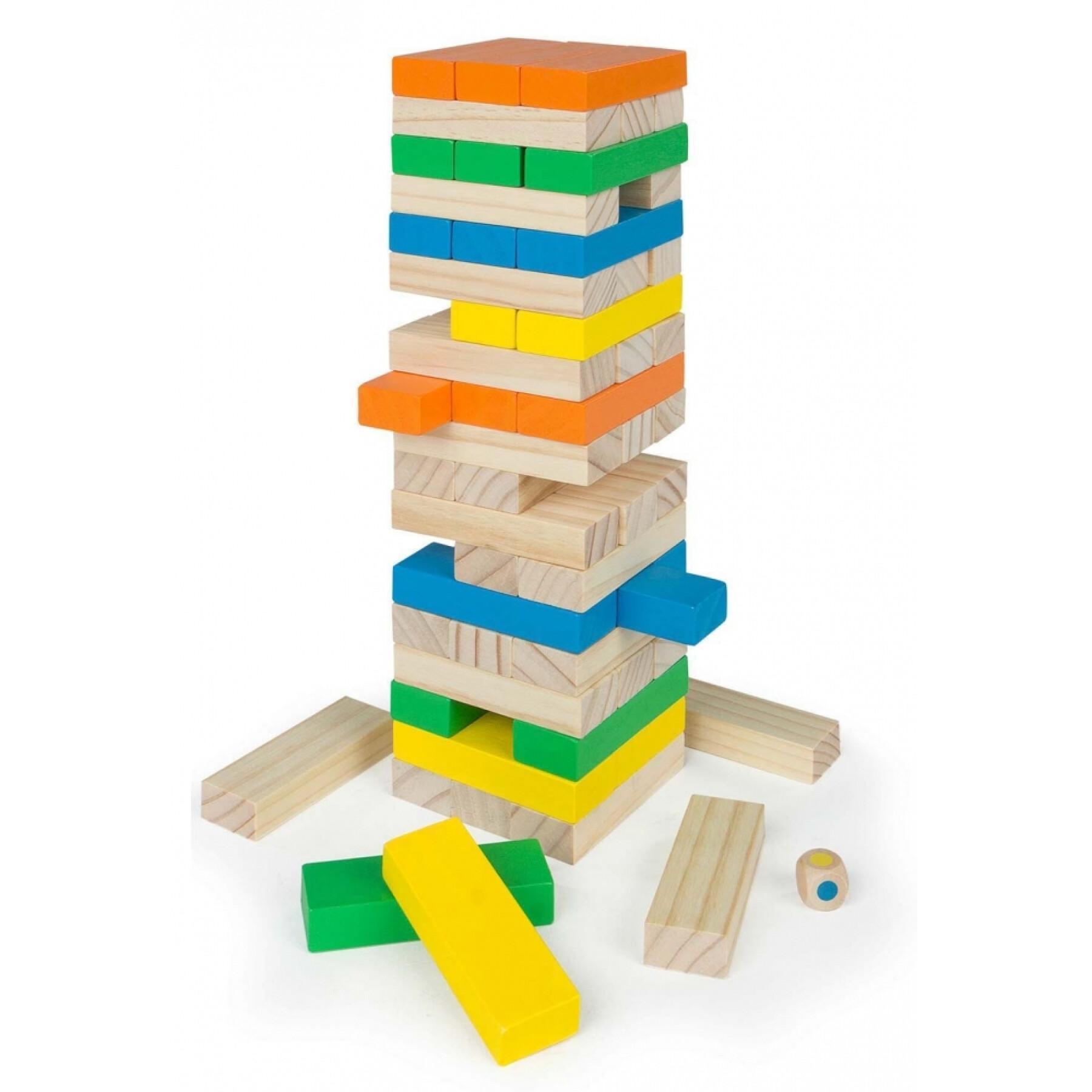 Torre de bloques de madera 58 piezas ColorBaby