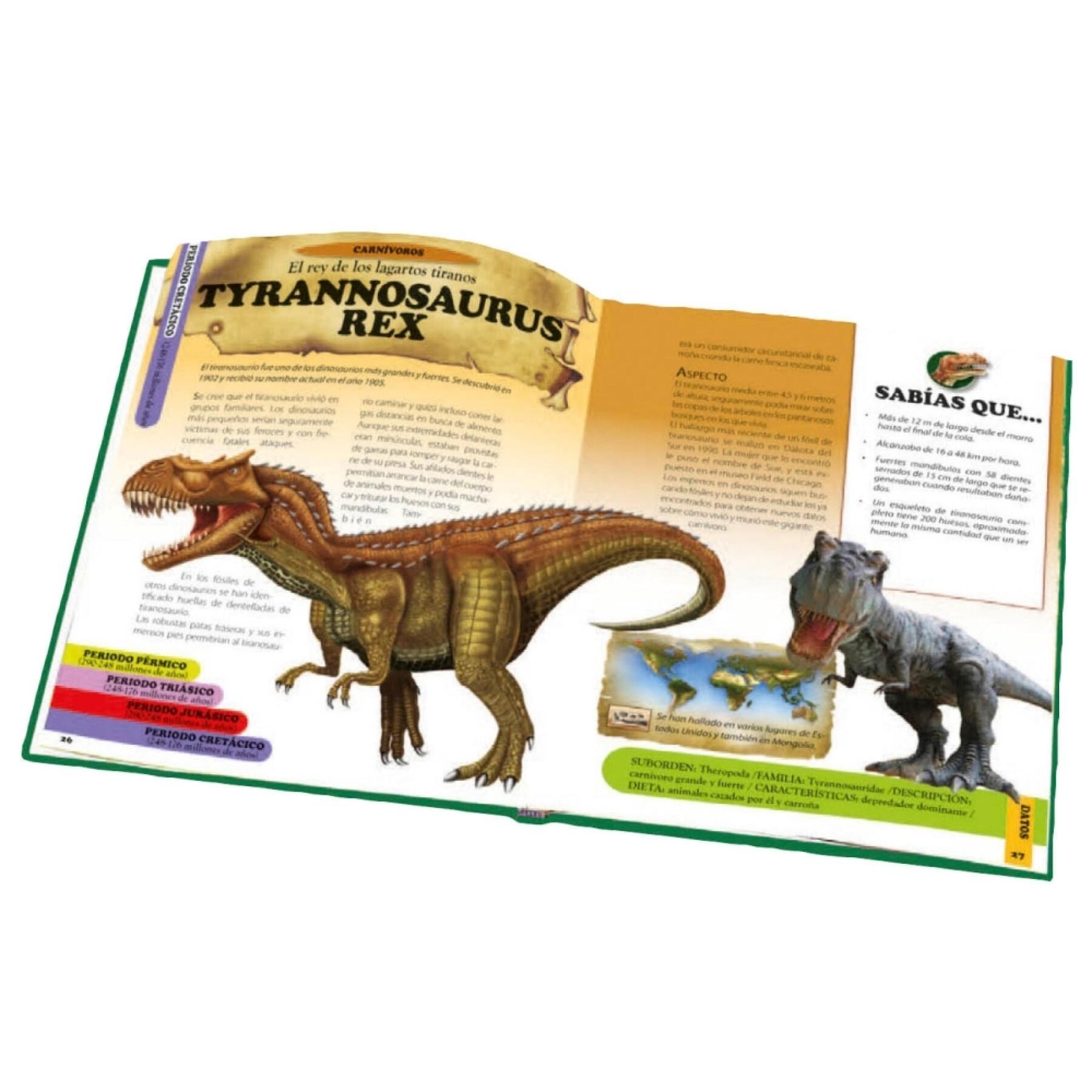Libro enciclopedia de dinosaurios de 28 páginas Ediciones Saldaña