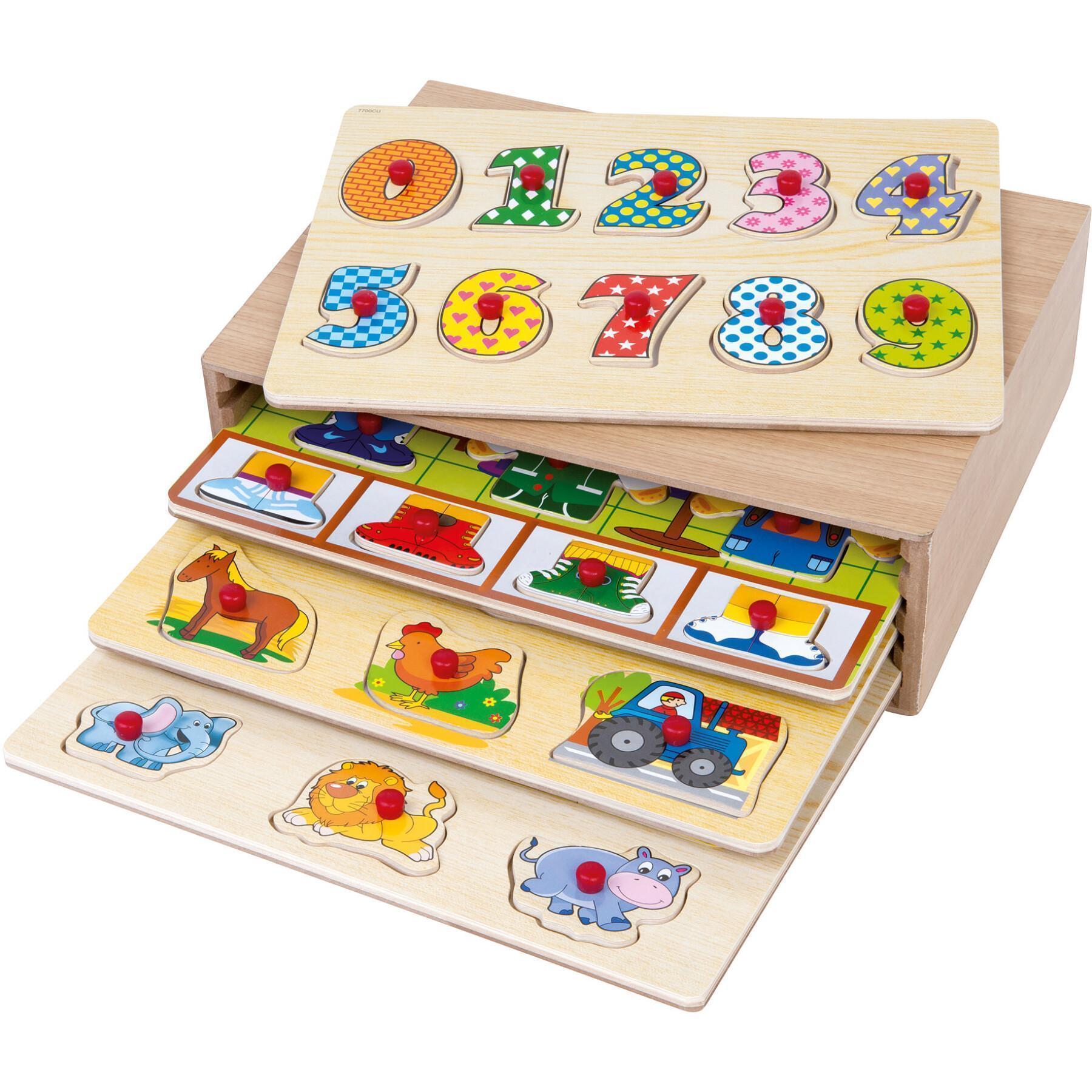 Juegos educativos rack 4 puzzle de madera First Learning