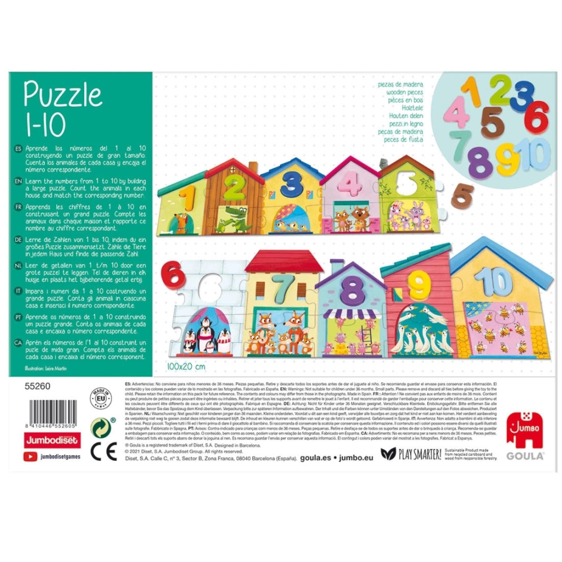 1-10 puzzle de madera Goula