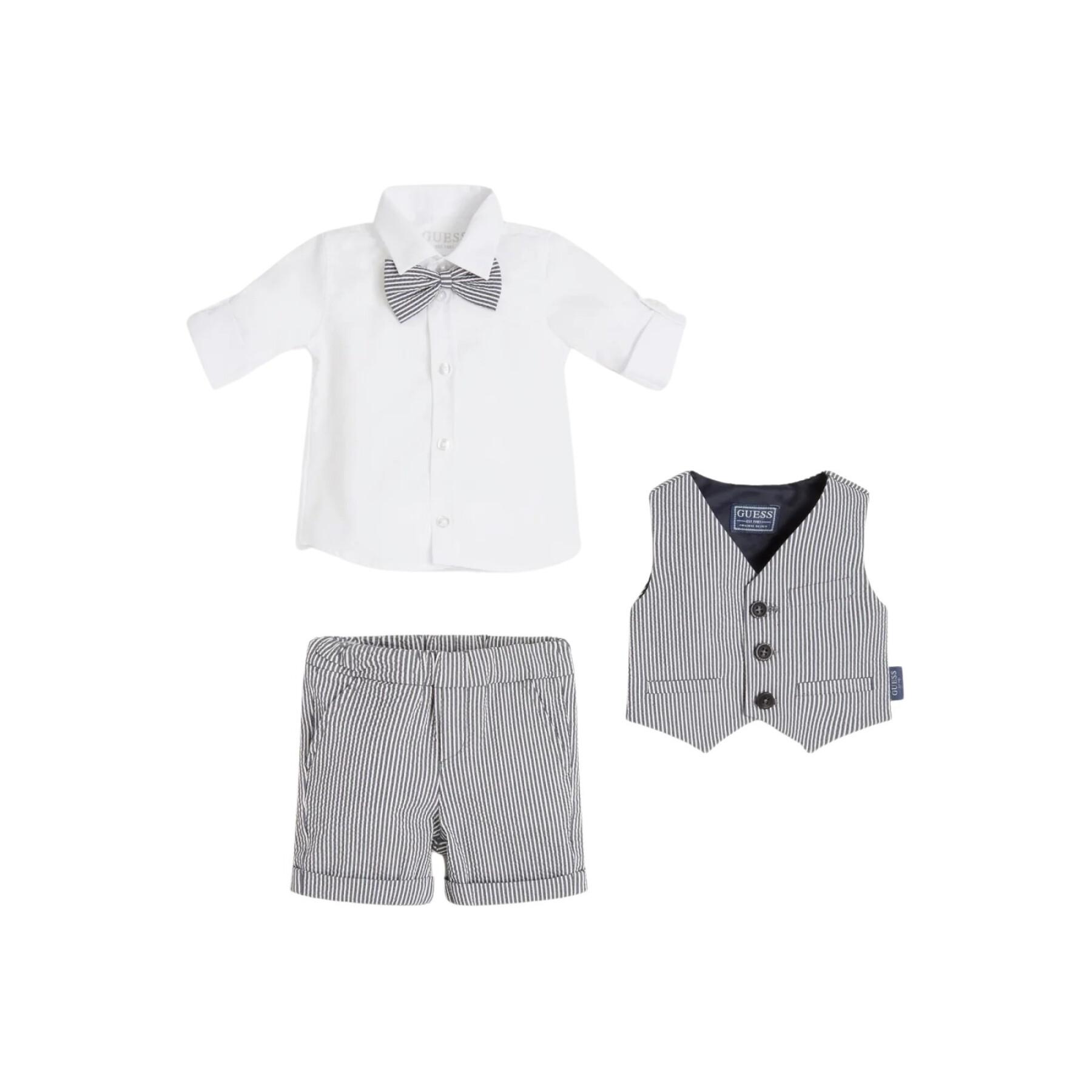 Conjunto de traje + camisa + pantalón corto para bebé niño Guess