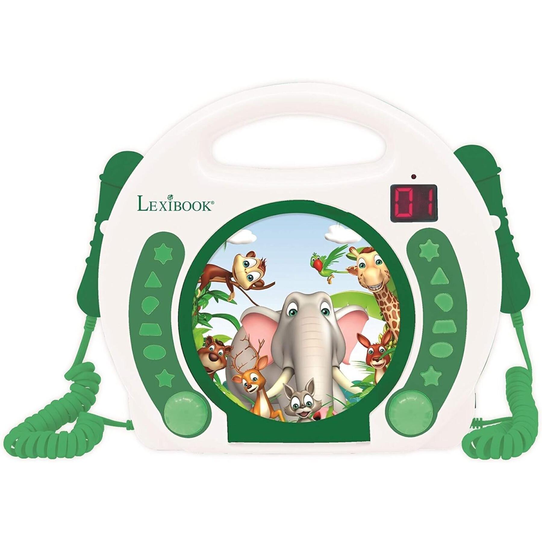 Kit de música con reproductor de cd portátil + 2 micrófonos para animales Lexibook