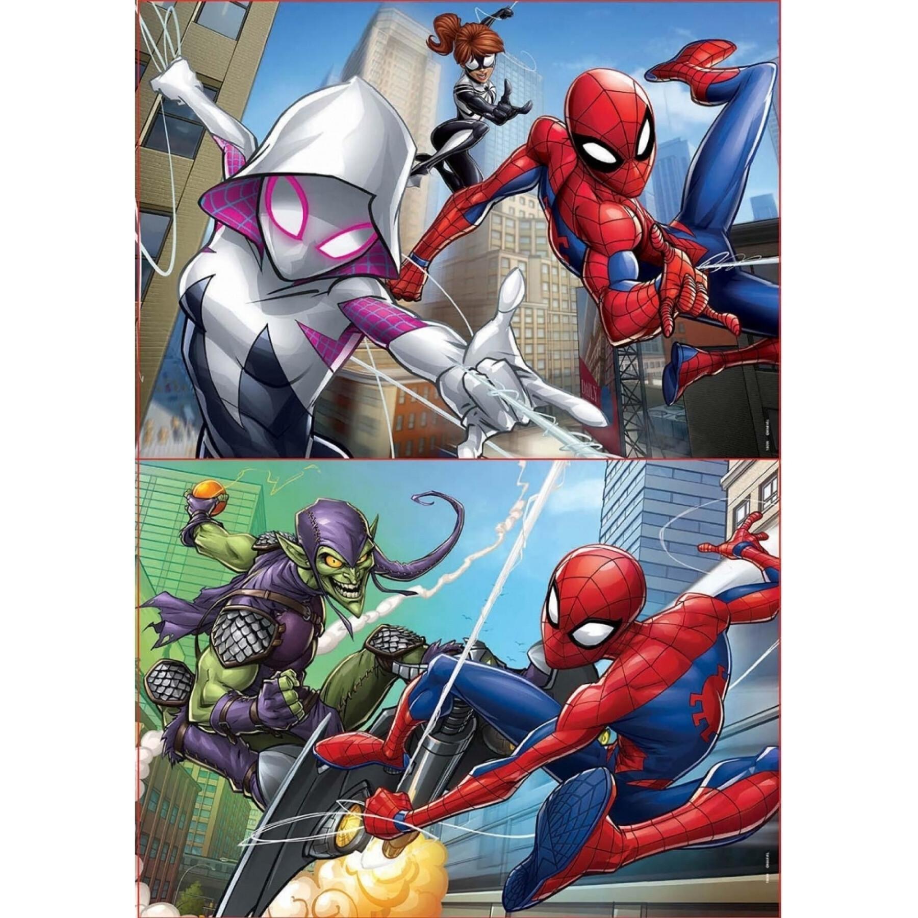 Puzzle de 2 piezas x 48 pièces Spiderman Marvel