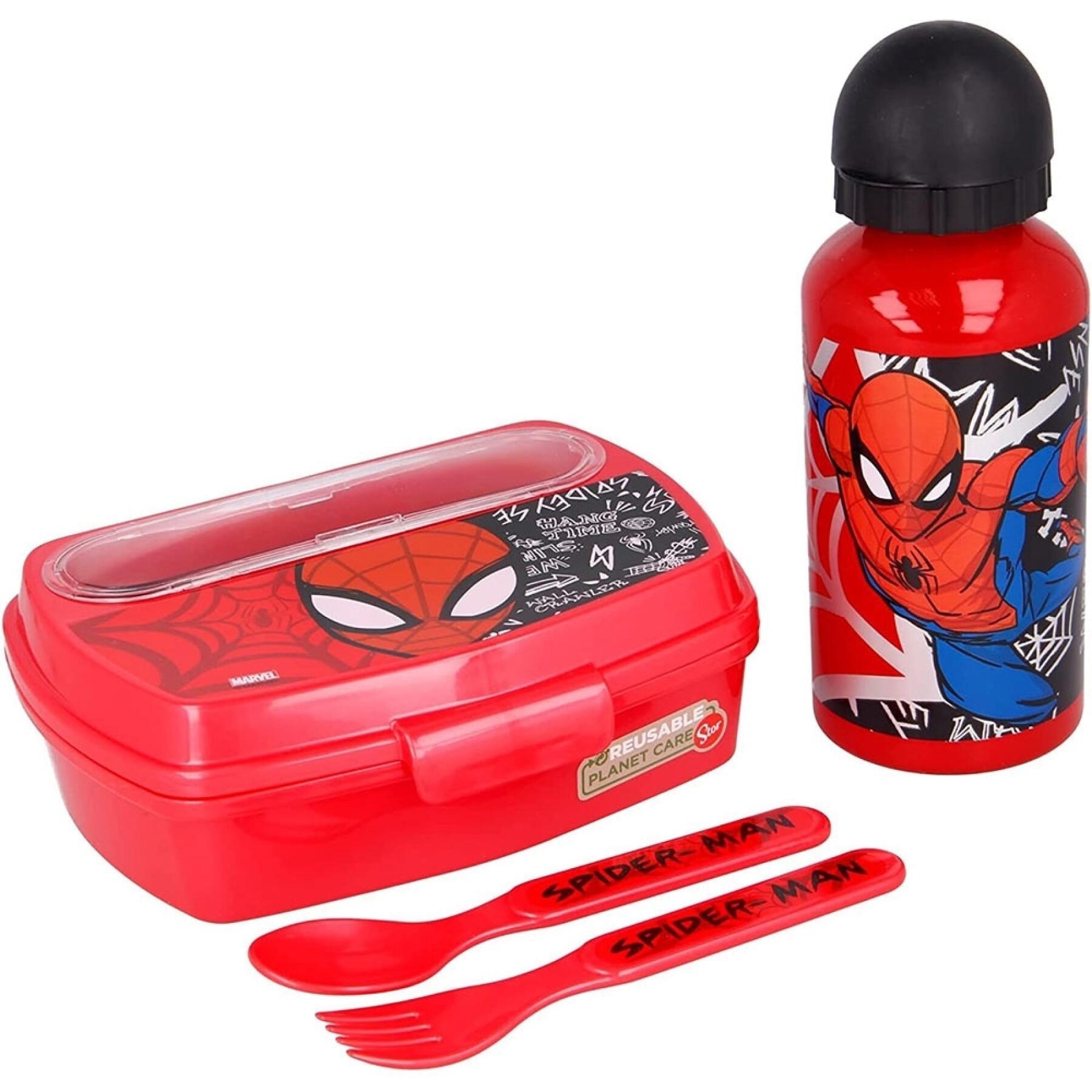 Caja para bocadillos y botellas de agua con tapa de Spiderman Marvel