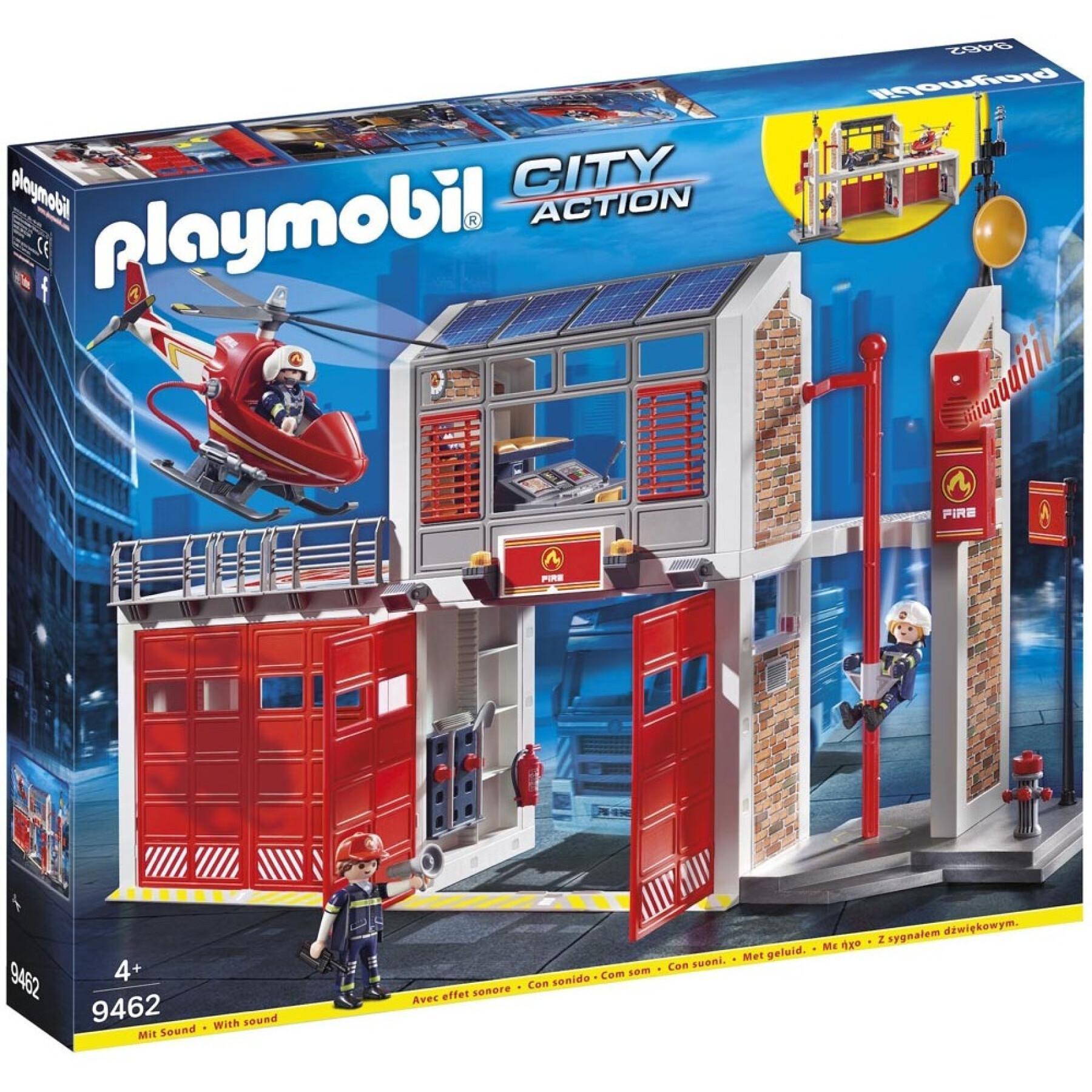 Juegos de construcción de bomberos y helicópteros Playmobil