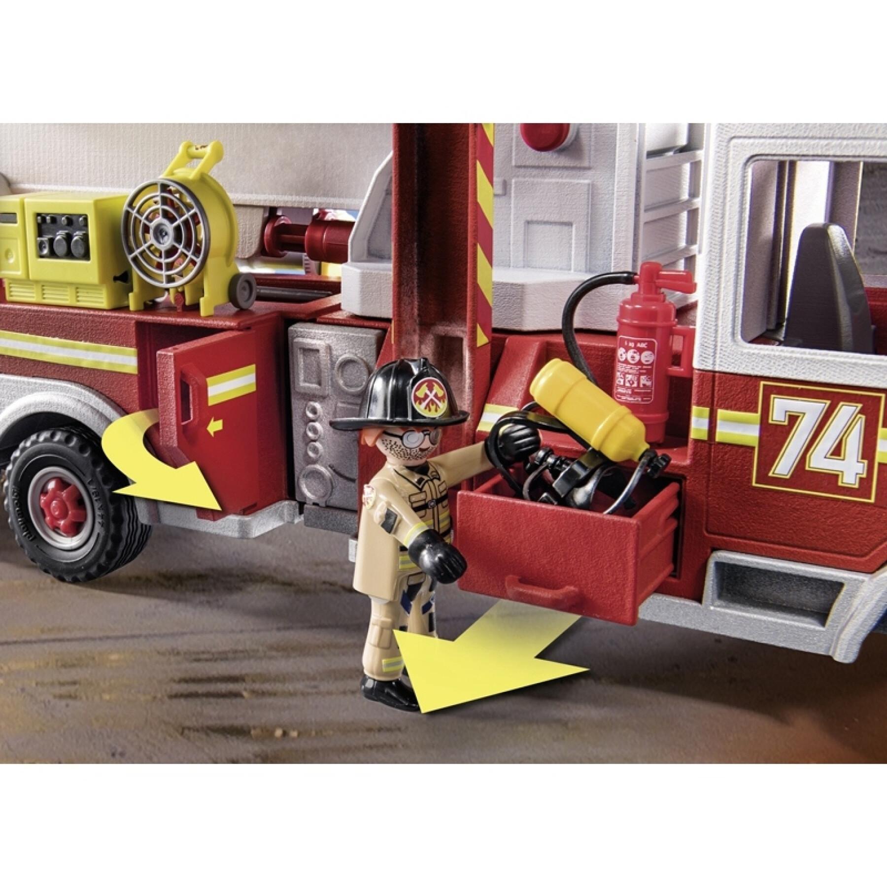 Juegos de coches camión de bomberos con escalera Playmobil