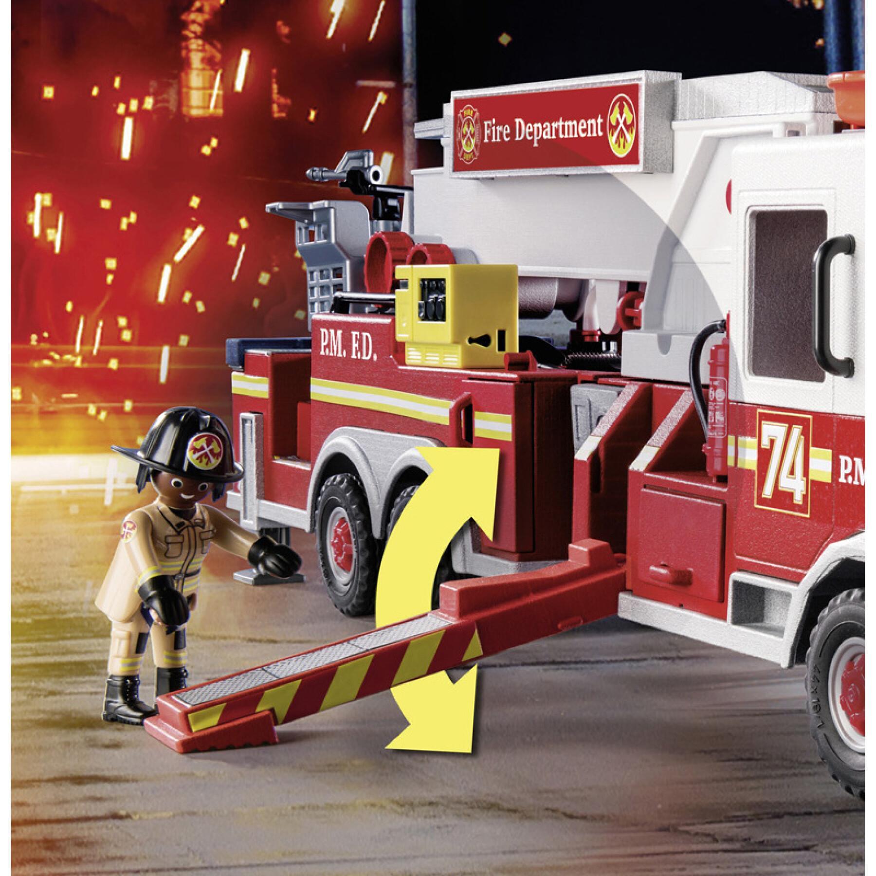 Juegos de coches camión de bomberos con escalera Playmobil