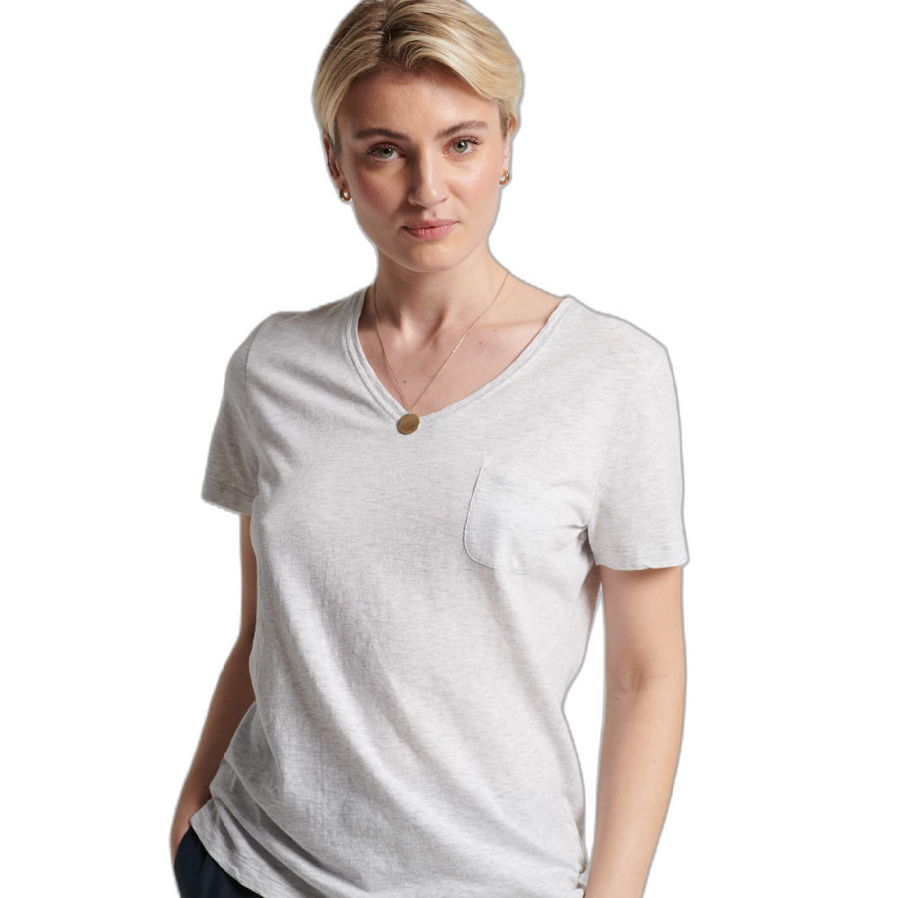 Camiseta de niña de algodón orgánico con cuello de pico y bolsillo en el pecho Superdry Studios
