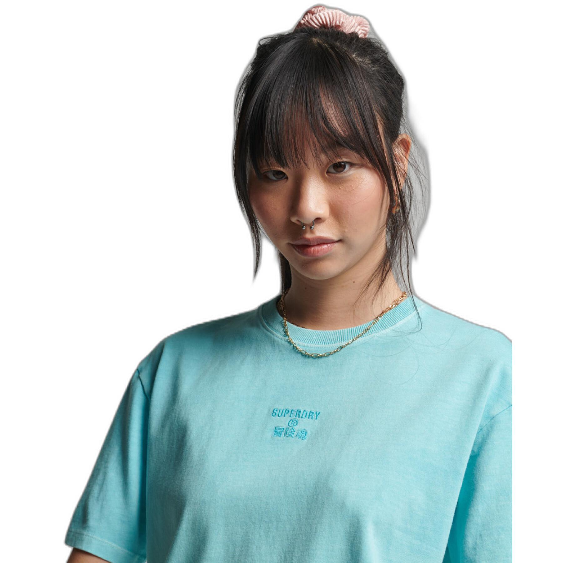 Camiseta suelta de chica Superdry Code Logo Garment Dye