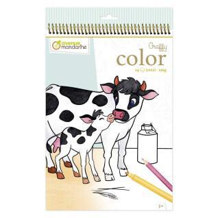 Cuaderno de 24 láminas para colorear de animales de la granja Avenue Mandarine Graffy Maman-Baby