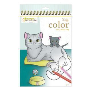 Cuaderno de 24 láminas para colorear mascotas Avenue Mandarine Graffy Maman-Baby
