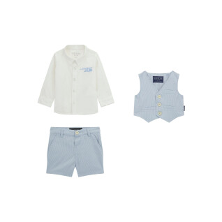 Conjunto de chaqueta sin mangas + Camiseta larga + pantalón corto para bebé Guess