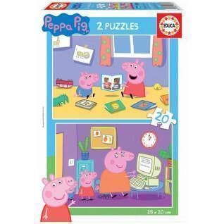 Puzzle de 2 piezas x 20 piezas Peppa Pig