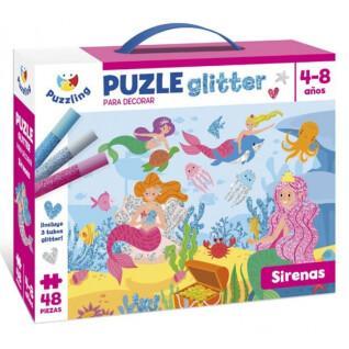 Puzzle de 2 piezas x 48 pièces Puzzling Sirenas Glitter