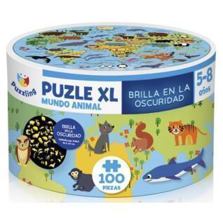 puzzle de cartas de 100 piezas de animales de neón xl Puzzling