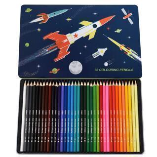 Caja de 36 lápices de colores Rex London Space Age