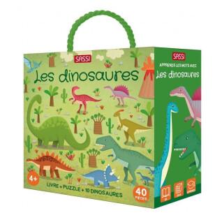Puzzle + 2 libros de dinosaurios Sassi