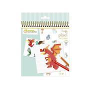 Cuaderno 24 ilustraciones en color para reproducir en hojas cuadriculadas. Animales fantásticos Avenue Mandarine Pixel